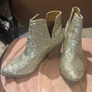 Glittering Silver Ankle Boots